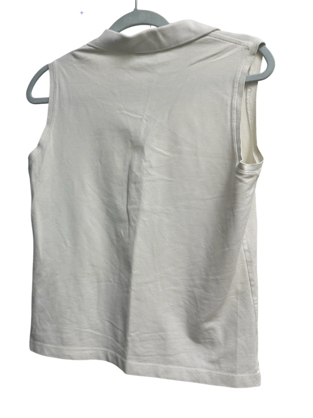 Lacoste | White Sleeveless Stretch Polo Top Women's Size 44 Cotton Blend Classic - Picture 6 of 6